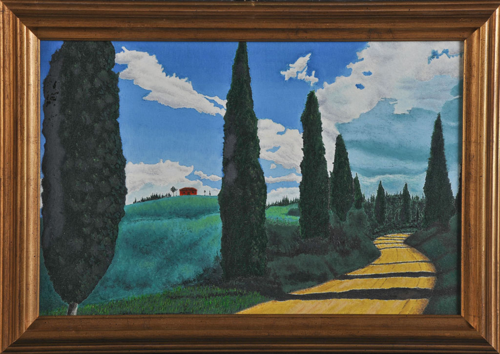 Siena. I cipressi con una via sterrata